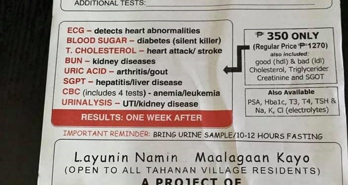 Tahanan Village Health Check-Up Activity on September 28&nbsp;Set