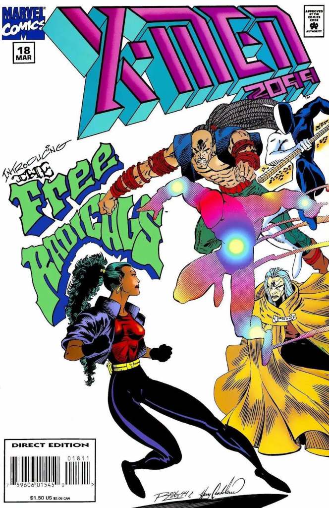 Cover of X-Men 2094 comic book, featuring characters in dynamic poses with vibrant colors and the title prominently displayed.